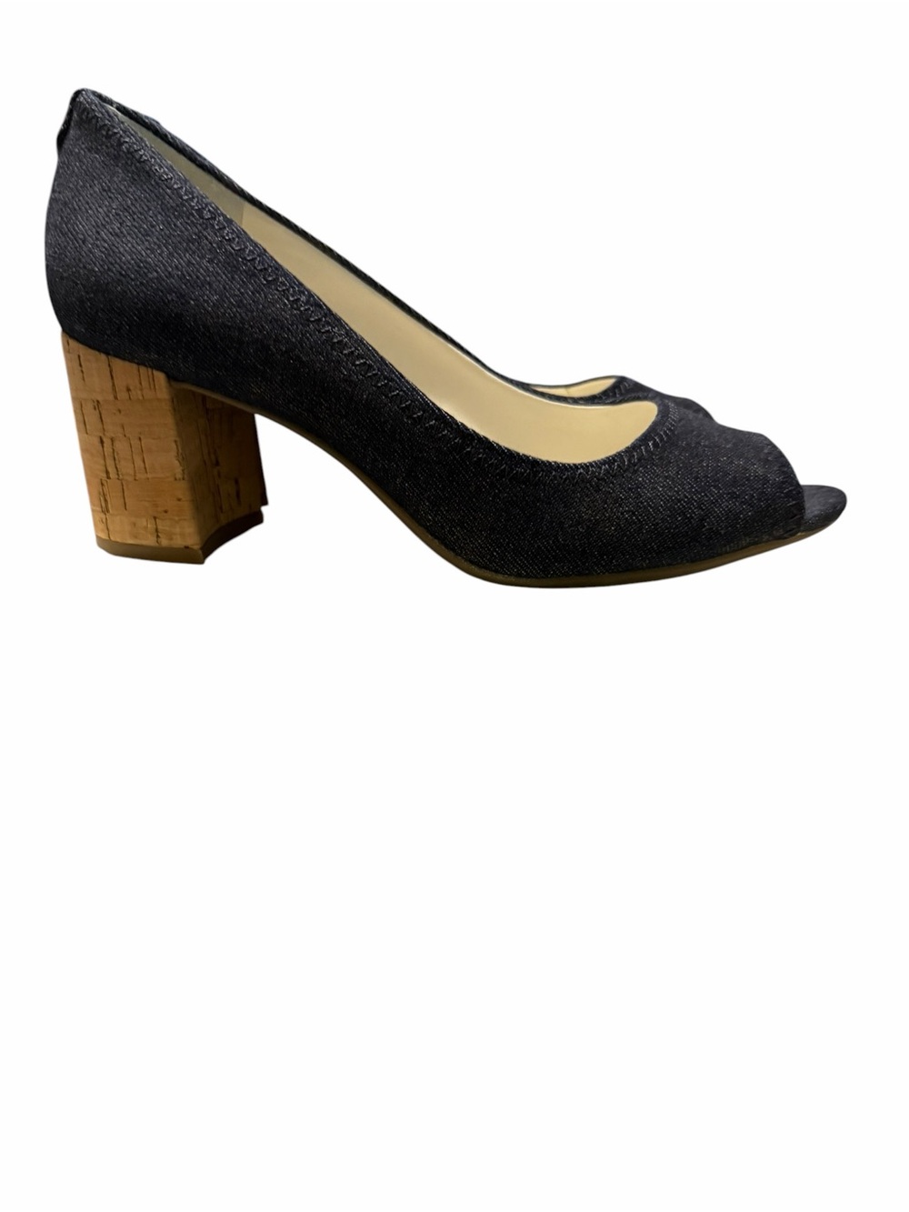 Anne Klein Dark Navy Open-Toe Iflex Pumps
